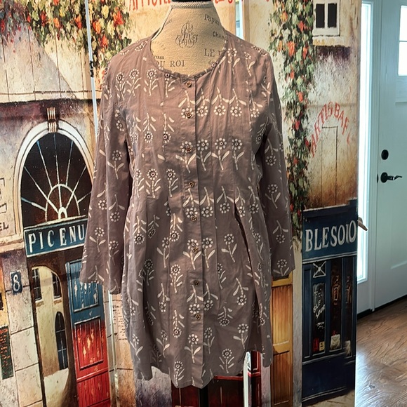 Gudrun Sjoden Tops - Gudrun Sjoden Woven “Chai” Tunic, Gray Pattern, Size Medium